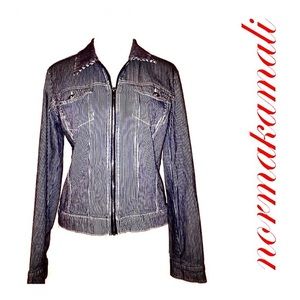 Norma Kamali Engineer Stripe Jean Jacket